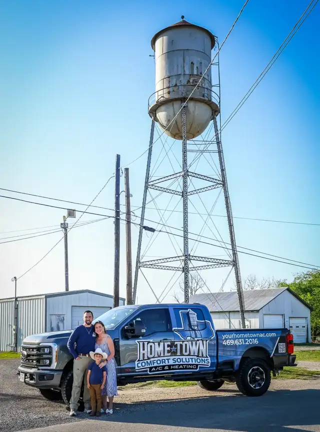 Founder and owner of Home Town Comfort Solutions, with his wife and son.